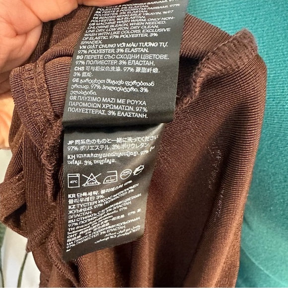 H&M Long Sleeve Tie Front Crop Top Brown Size Large - Picture 9 of 9